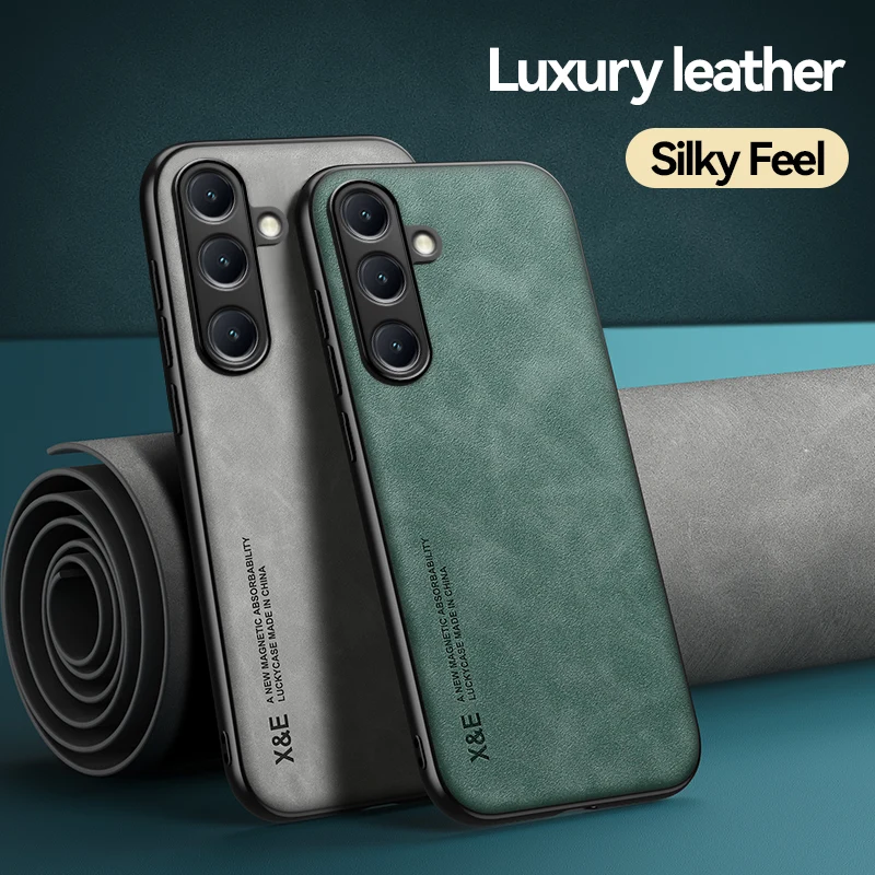 Luxury Leather Ultra Thin Phone Case For Samsung Galaxy S26 S25 S24 S23 S22 S21 Ultra Plus Silky Feel Soft Cover For Car Holder 2