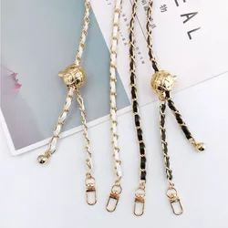 Synthetic Leather Handbag Strap Adjustable Long Thin Chain Strap Buckles Flat Chains Accessories Replacement for Shoulder Bag