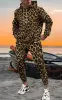 3D Leopard Print Men's Hoodie Pants 2-Piece Outfits Autumn/Winter Men's/Women's Hooded Sweatshirt Sets Oversized Tracksuit Suits 1