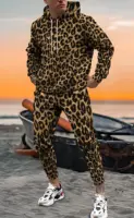 3D Leopard Print Men's Hoodie Pants 2-Piece Outfits Autumn/Winter Men's/Women's Hooded Sweatshirt Sets Oversized Tracksuit Suits 1