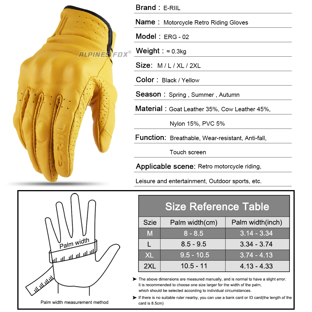 Motorcycle Gloves Leather Motorcycle Gloves Retro Leather Motorcycle Gloves locomotive Guantes Men Women Racing Motorbike Gloves off-road MX MTB DH Cycling All Season Luvas