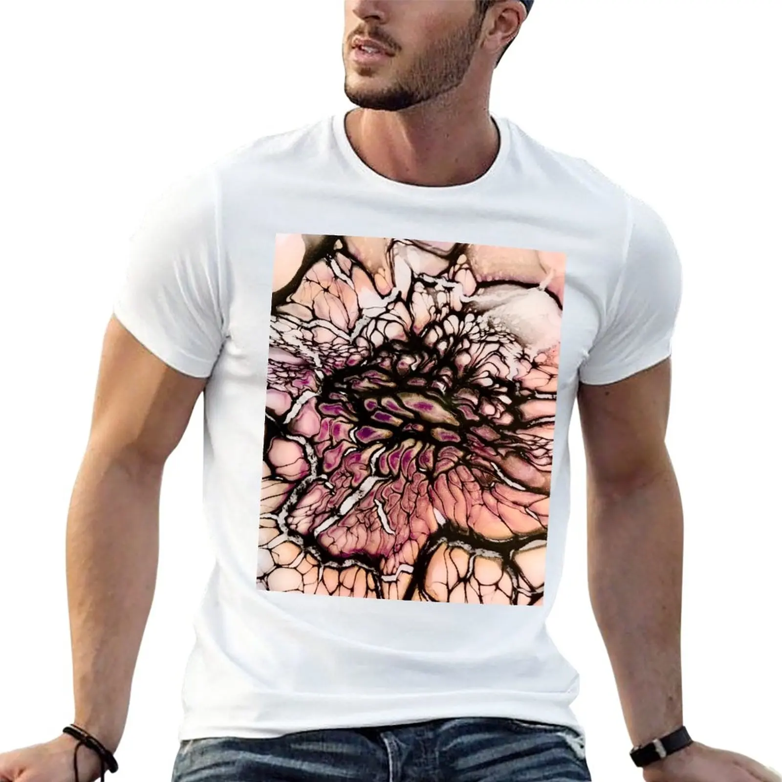 

Abstract Flower T-Shirt Anime t-shirt kawaii clothes black t shirts for men