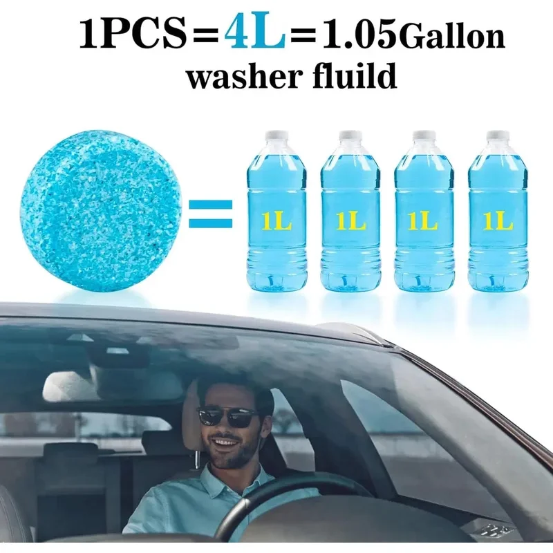Car Windshield Washer Fluid Concentrated Tablets Solid Effervescent Wiper Tablet for Car Room Kitchen Window Glass Cleaning 2