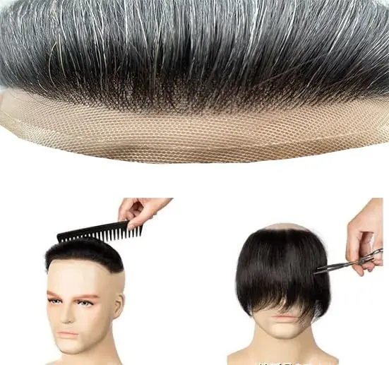 Toupee for Men Hair Pieces Soft Swiss Lace Replacement System for Men Hair Prosthesis for Men Natural Hair Pieces 4