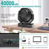 Fan, 40000mAh Rechargeable Battery Operated Fan, Auto-Oscillating Desk Fan with Remote & Hook & Led Light,4 Speeds 4 Timers, Fan 1