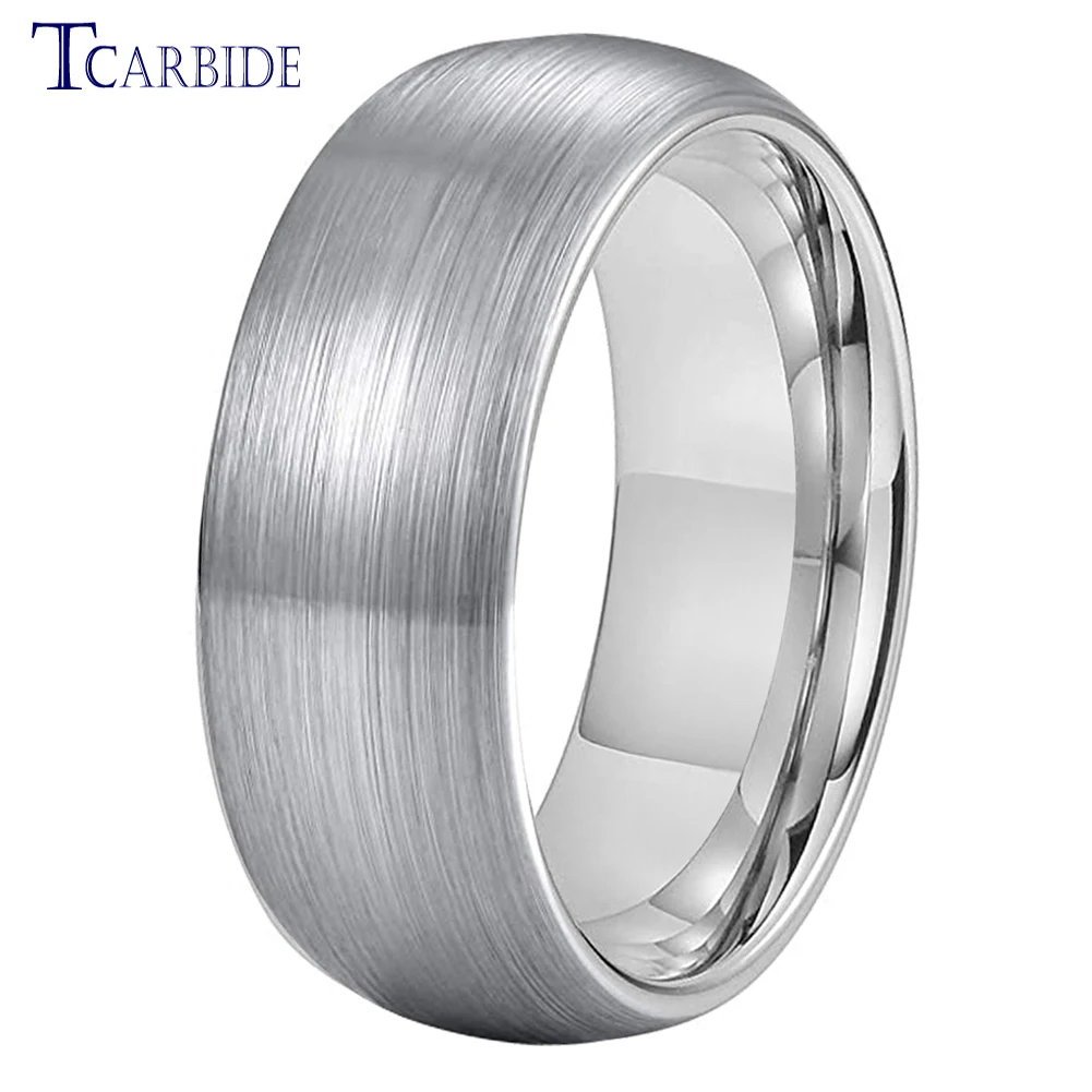 Classic Men Women Black Tungsten Wedding Band Ring Domed Brushed Finish 6MM 8MM Comfort Fit 3