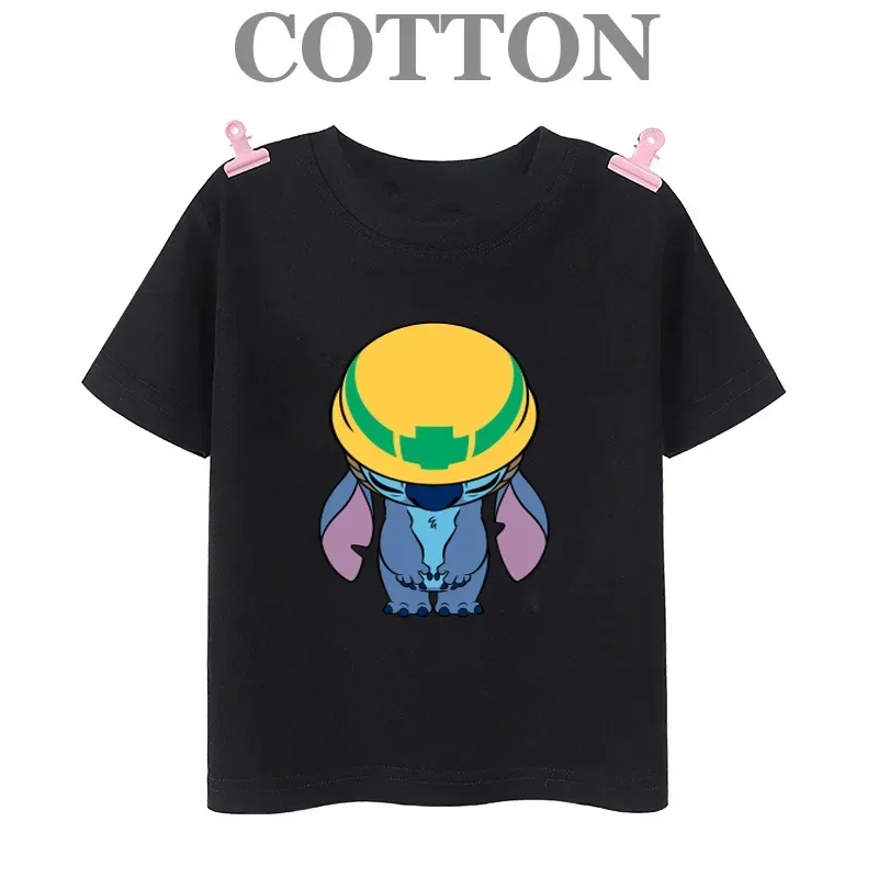 thumbnail image 1 of Camiseta de algodón Lilo Stitch Anime Verano Múltiples Moda Niños Niños Camisetas Cuello Redondo Casual Manga Corta Top, 1 of 5