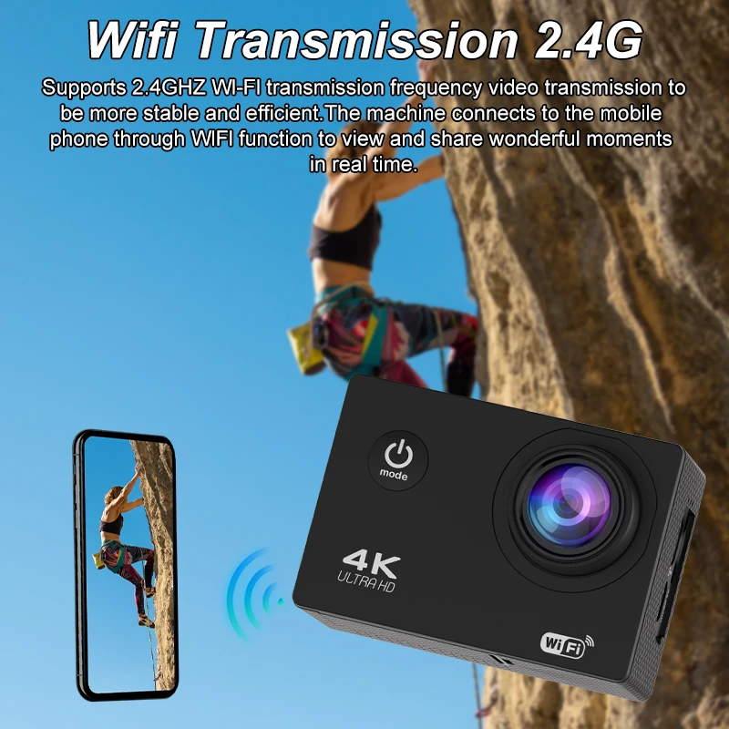 Action Camera Ultra HD 4K/30fps WiFi 2.0-inch 170D Underwater Waterproof Helmet Video Recording Sports Cameras Outdoor Mini Cam 3