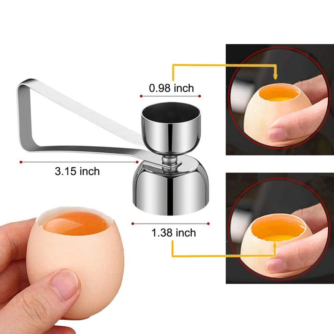 Egg Shell Opener Egg Topper Cutter, Stainless Steel Cracker Separator for Raw, Soft or Hard Boiled