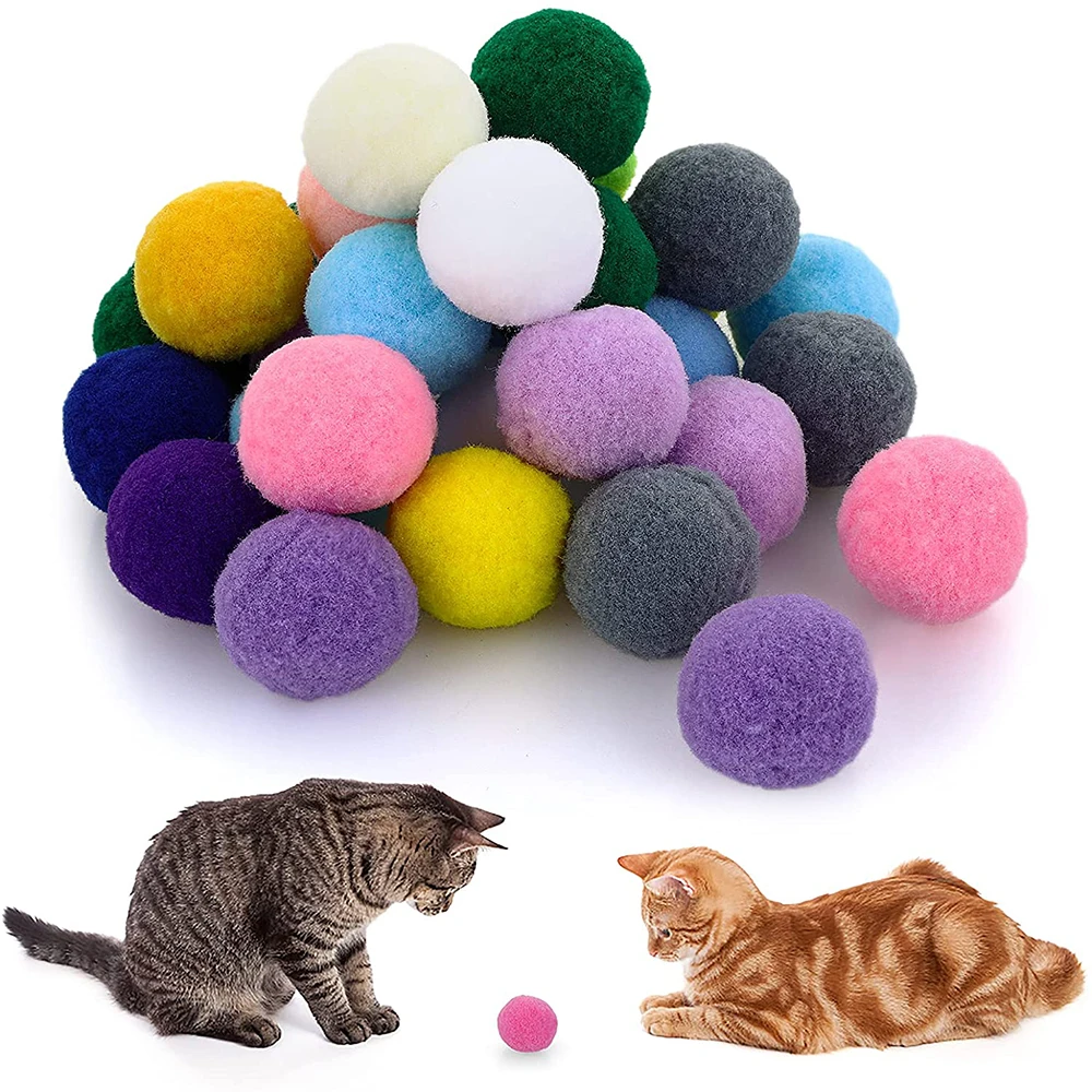 100Pcs Pet Scratch pom pom DIY crafts Puff Balls for Kids Cat Toy Balls Chew