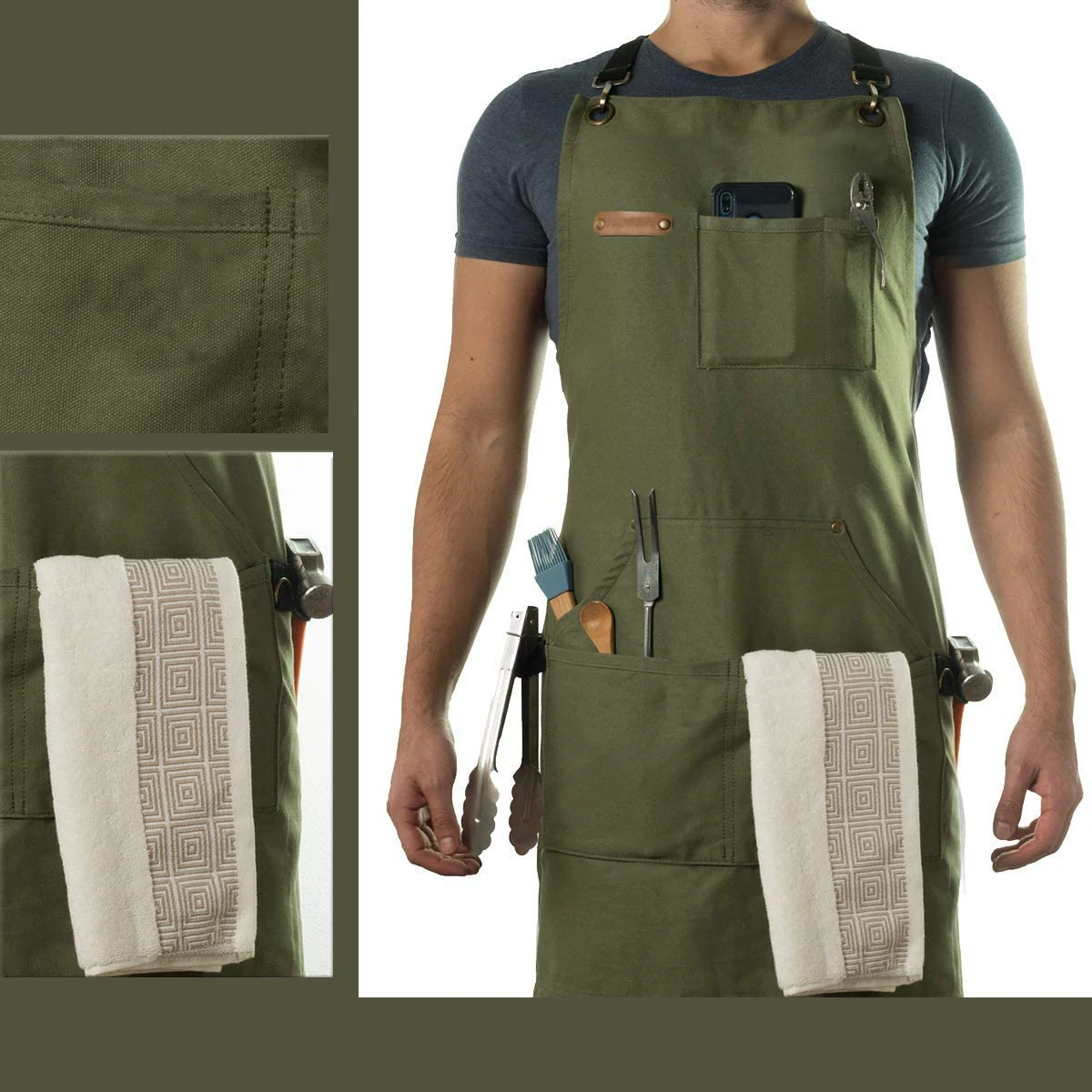 Woodworking Aprons,Canvas Apron for Men with Pockets for BBQ,Kitchen,Tailor,Household,Restaurant