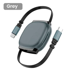 High - Speed Retractable USB - C to USB - C Charging and Data Cable, 100W (C - C Gray)