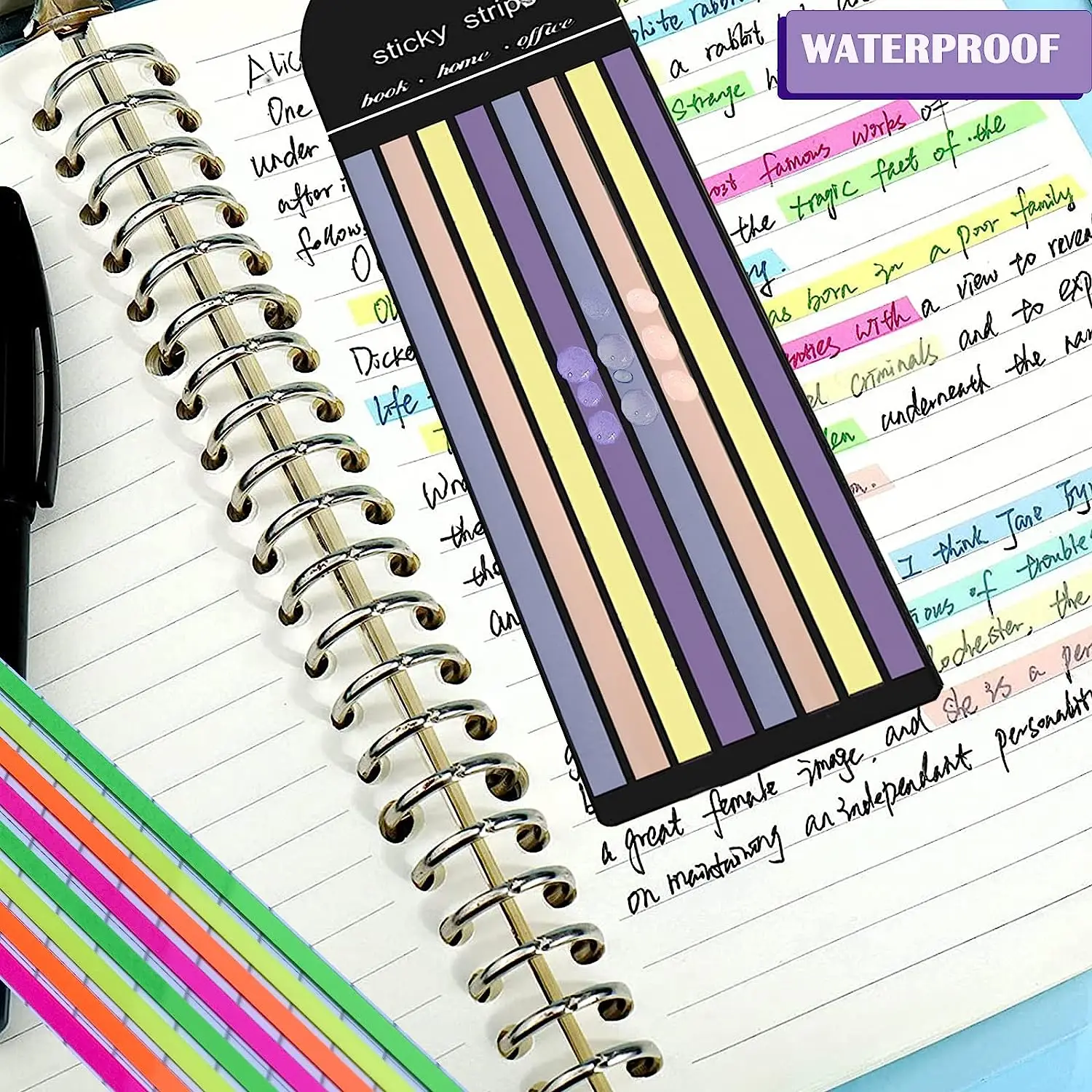 1280Pcs Highlighter Tape, Transparent Sticky Long Page Markers Tabs, Morandi Neon Clear Highlighter Strips Flags Stickers, Book 3