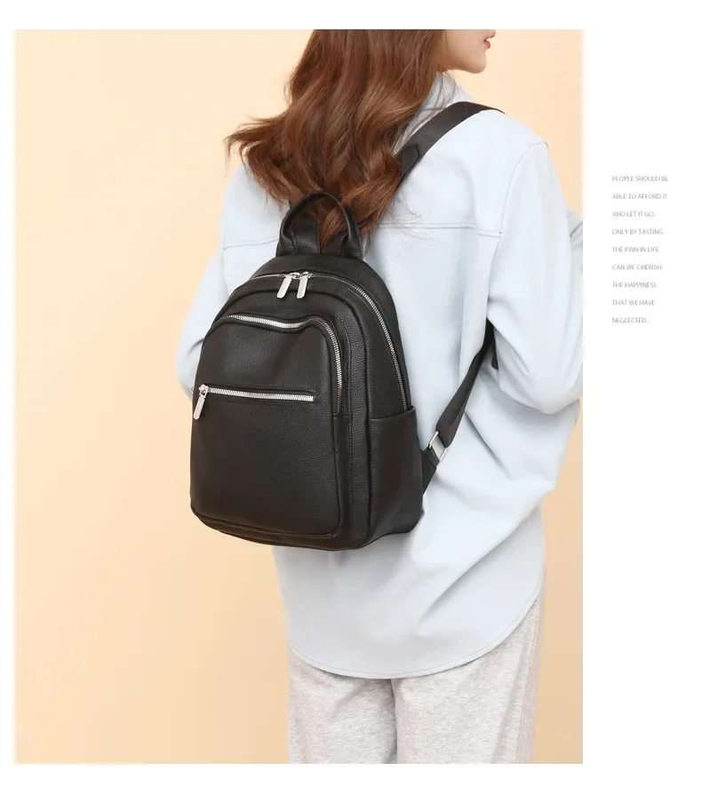 New Urban Minimalist Women's PU Backpack Lightweight Travel Backpack High-end Women's Bag Large Capacity Travel Bag Hot Selling 6