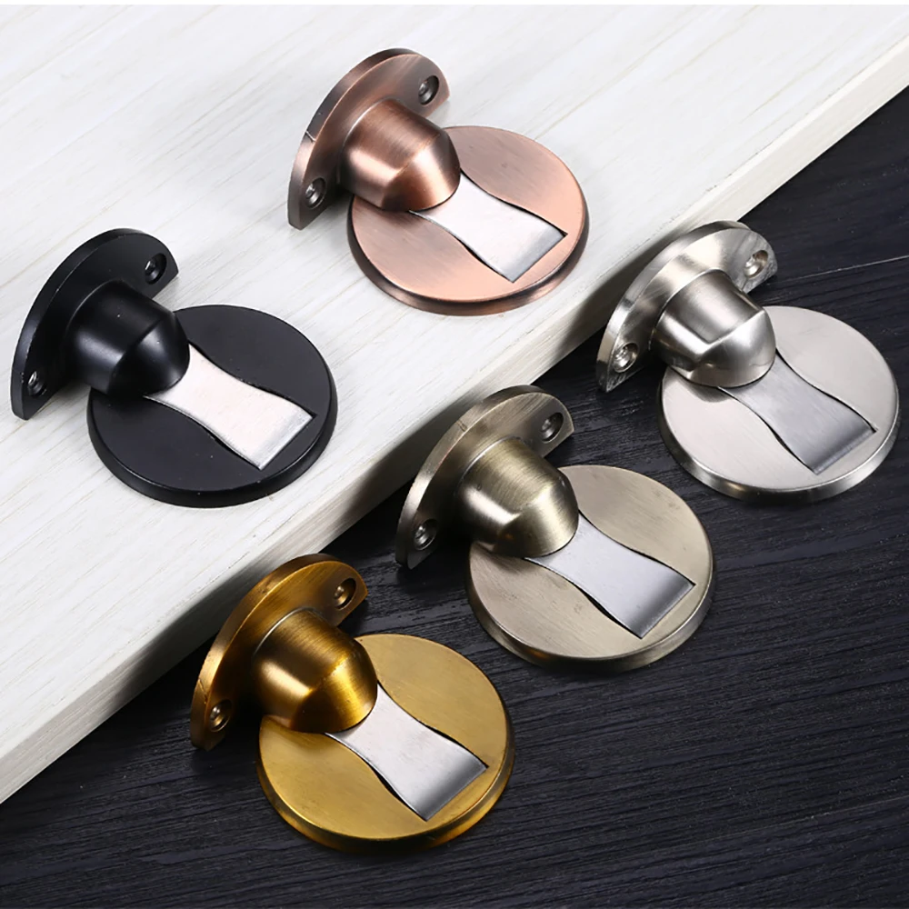 Stainless Magnetic Door Stops Steel Door Stopper Hidden Holders Catch Floor Nail-free Doorstop Furniture Hardware