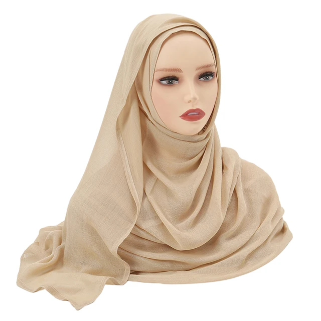 Châles en coton rayonne pour femmes musulmanes, Hijab Modal, écharpe unie, grande taille, Turban islamique, bandeau 190x85cm