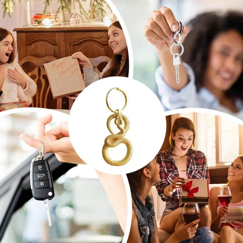 Snake Pendant Key Ring Metal Bag Charm Car Souvenirs Keychain 2025 New Year Hangable Ornament Animal Key Ring for Bag Purse