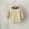 Autumn Infant Baby Boys Rompers Cotton Long Sleeve Letter Newborn Boys Bodysuits Turn Down Collar Kids Boys One-piece Jumpsuits 3
