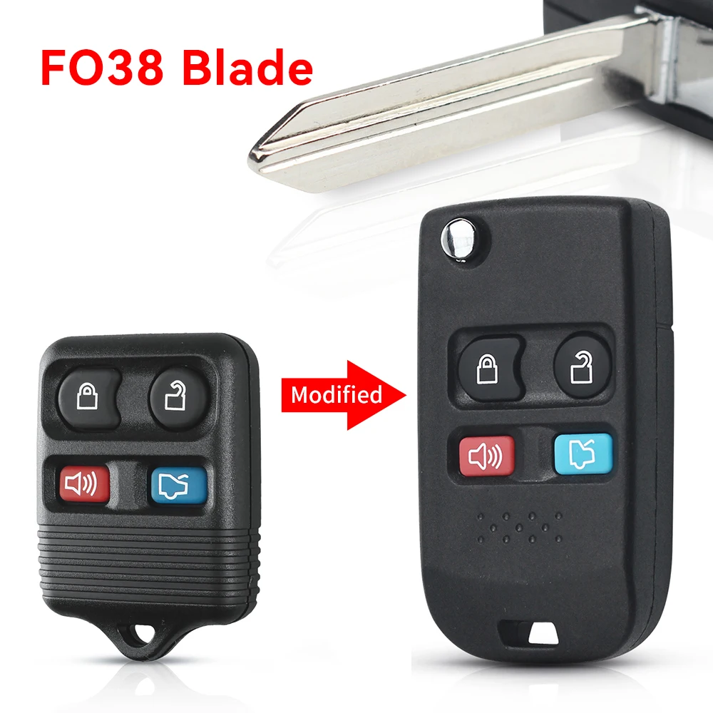 Enhanced Folding Flip Car Remote Key Shell - 4 Button