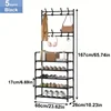 Floor Standing Simple Clothes Hanger Minimalist Clothes Rack Multifunctional All-In-One Hanger Living Room Organizer Shoe Shelf 5