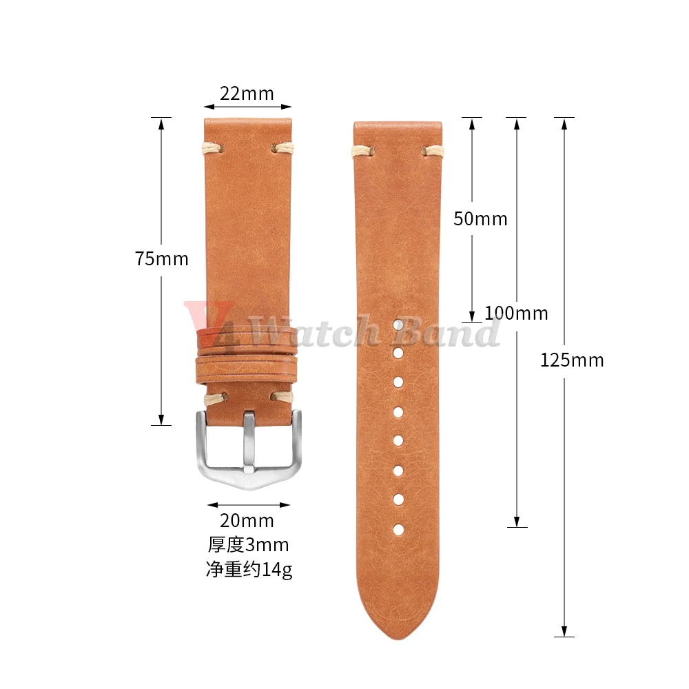 Vintage Retro Genuine Leather Watch Band - Quick Release Strap Bracelet Accessories