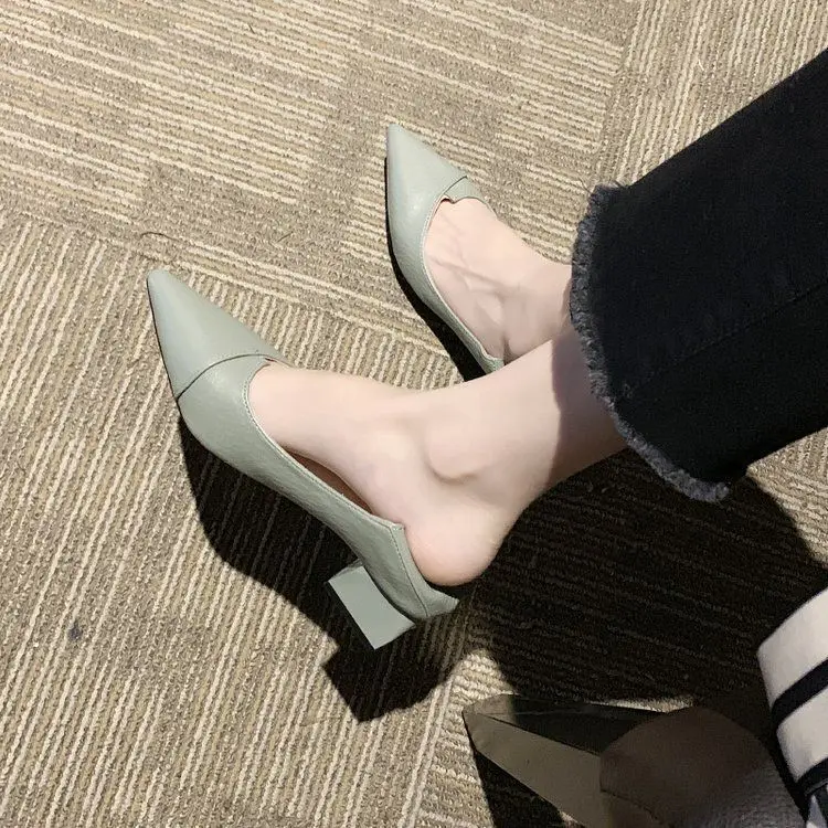 2025 sommer Neue Spitz Mittlere Ferse frauen Einzelnen Schuhe frauen Mode High Heel Flacher Mund frauen Schuhe – Detail 4