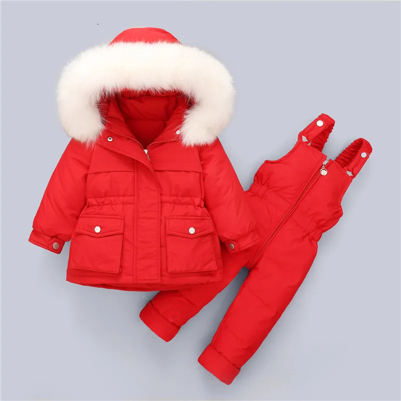 

Set 2pcs children Baby clothing toddler boys winter down jacket jumpsuit Thicken Warm kids clothes girls Infant snowsuit 0-5Year