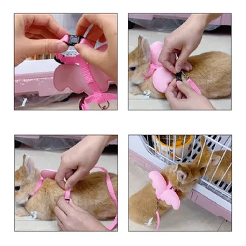 Cute Angel Wing Pet Rabbit Harness and Leash for Cats Rabbits Personalized Rabbit Harnesses Bunny Accessories Hamster Clothes 6