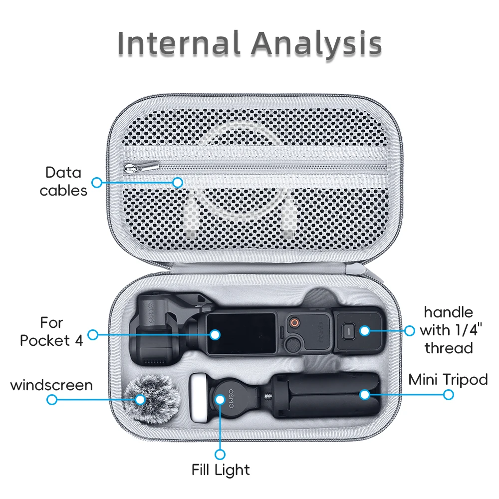 Étui de transport pour DJI Pocket 4 - Sac de rangement haute capacité