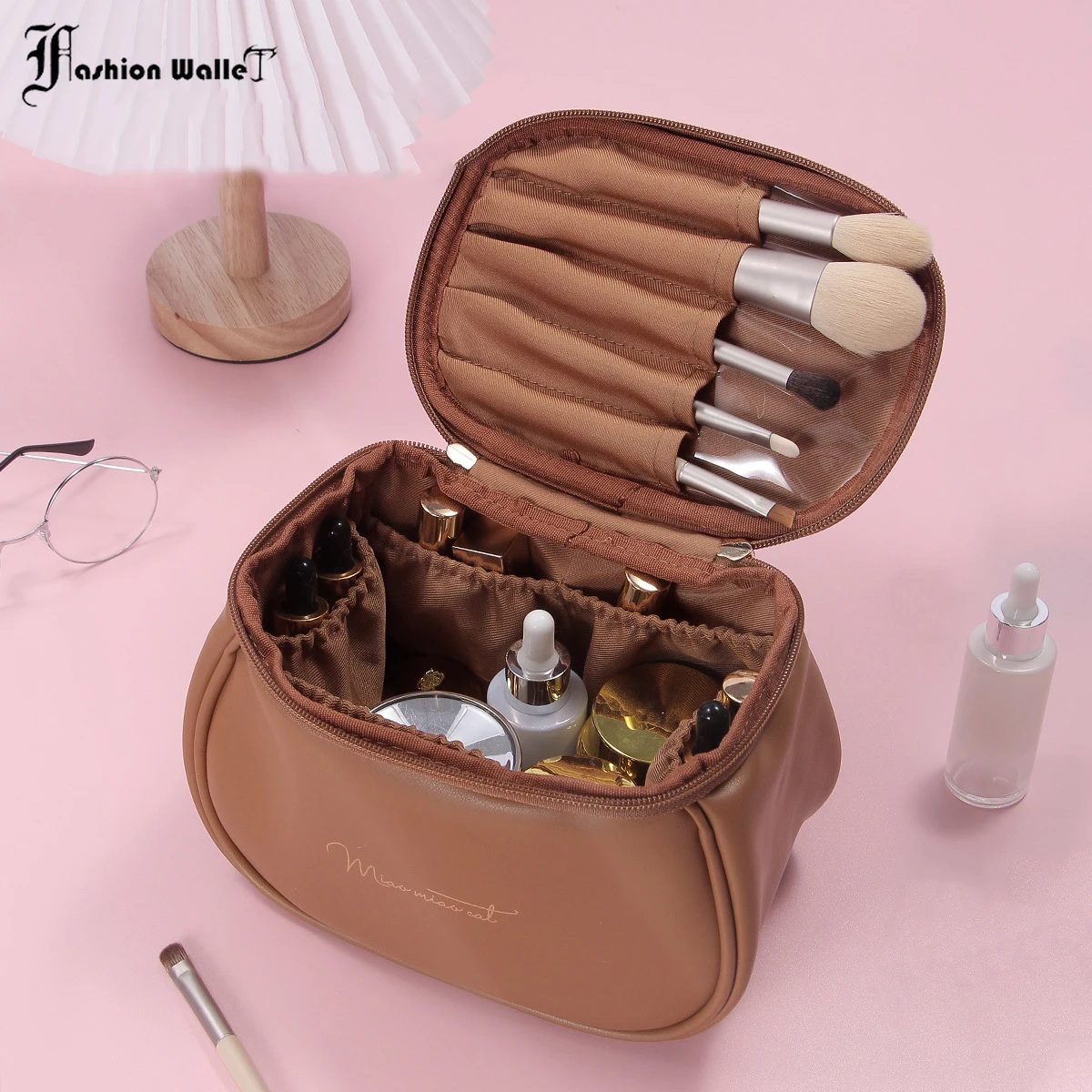 Large Capacity Travel Cosmetic Bag - Portable Women Waterproof Pu