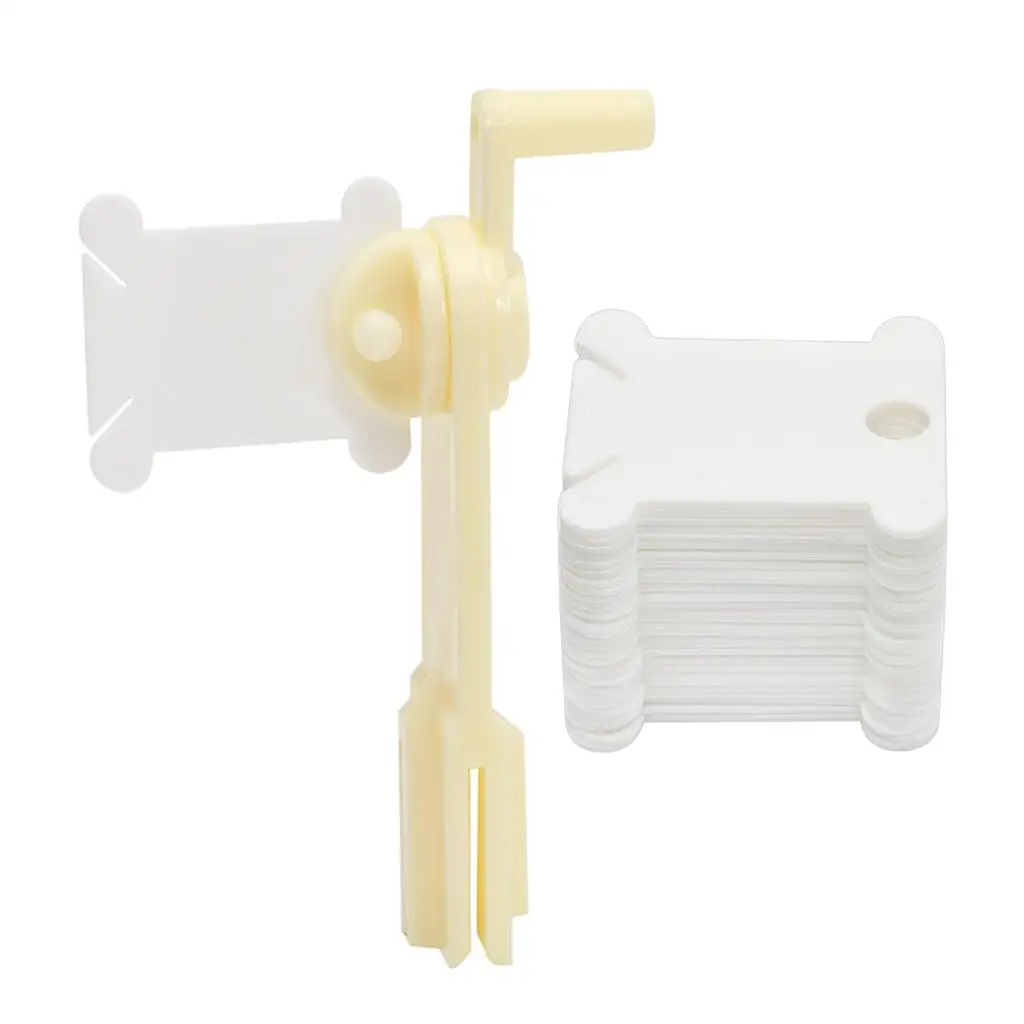 120Pcs/set White Plastic Floss Bobbins – Embroidery Thread Cards Cross Stitch Bobbin – Floss Winder - Winding Tool