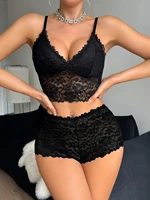 Ensemble de lingerie d'hiver pour femmes, sans doublure, en dentelle, soutien-gorge sexy sans armatures à découpes, culotte respirante 1