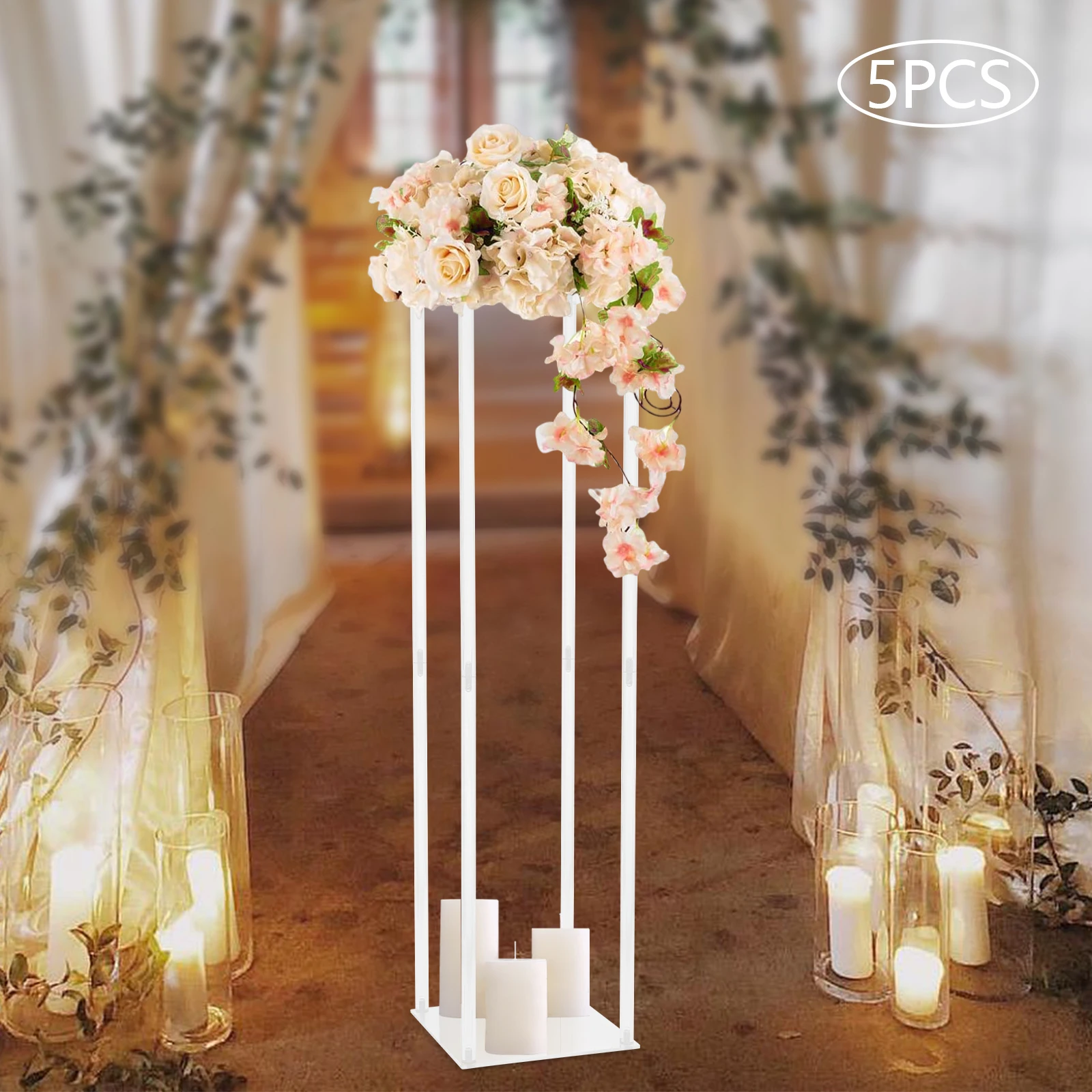 Wedding Geometric Flower Vase Column Stand Wedding Party Table Centerpiece 5Pcs