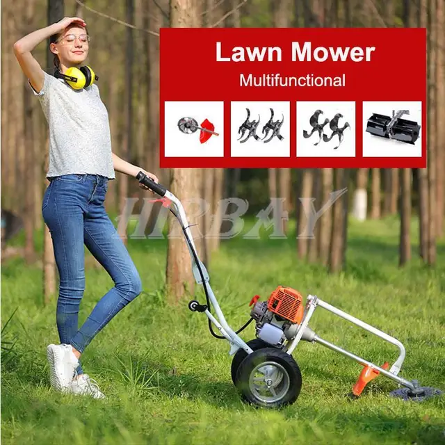 New 2-Stroke Engine Grass Trimmer Lawn Mower Brushcutter Garden Tool 4 In 1 Multifunction Orchard Loosening Ditching 2