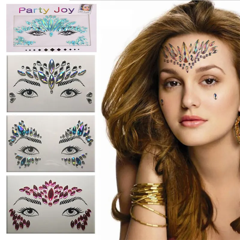 TemporaryFaceTattooStickers3DRhinestoneFakeTattooWomensFace