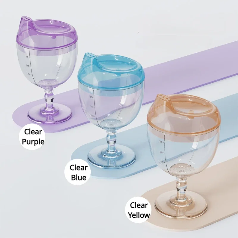 Water bottle drinking cup water cup silicone cups feeding cup Baby learning drinking bottle cups Novelty wine glass shaped Sippy cup with lid Kids toddler nursing bottle Infant feeding cups