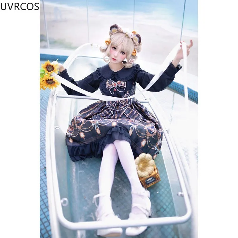 Victoria Vintage Gothic Lolita JSK Dress Women Sweet Star Bow Elegant Princess Sleeveless Dress Girly Party Black Strap Dresses lolita dress lolita suspender dress lolita cosplay costumes suspender dress
