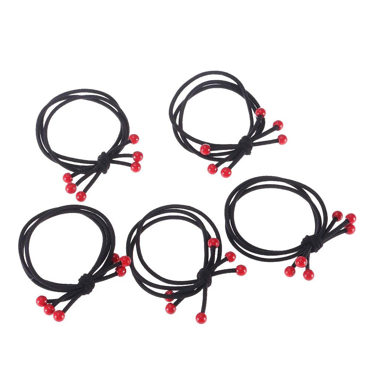 

10pcs Stretch Cherry Hair Ties Elastic Hair Ring Ponytail Holders Hair Band Hair Accessories for Girl Women (Red)