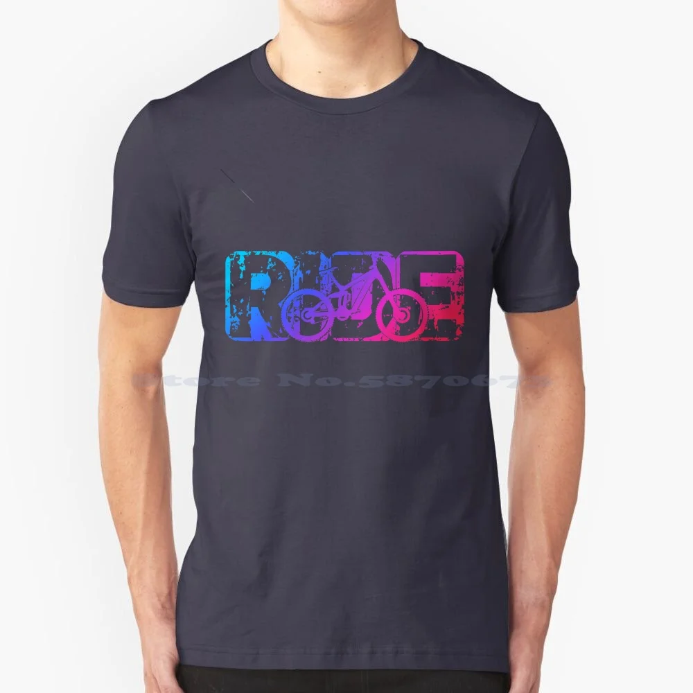 Ride A Mountain Bike Mtb-Grunge Rainbow Design T Shirt 100% Cotone Tee Enduro Idea Downhill Mountain Bike E Bike E Mtb Cube