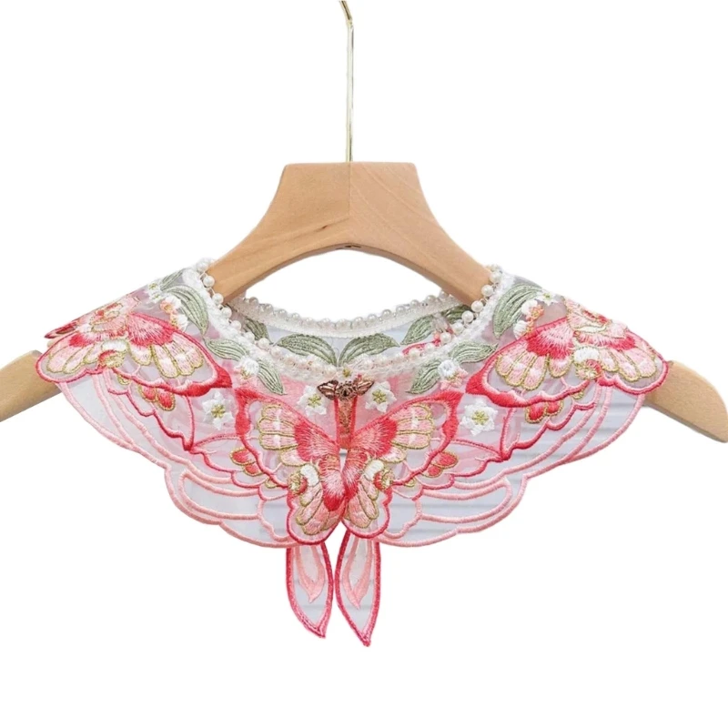 

Traditional Chinese False Collar Girls Embroidered Butterfly Small Shawl