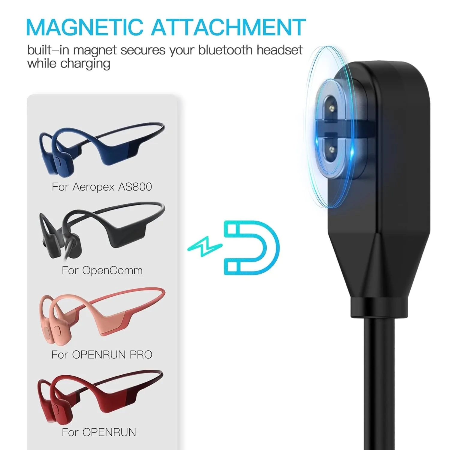 Adattatore di ricarica per cuffie a conduzione ossea Indicatore LED Caricatore magnetico con flessione di 90 gradi per Shokz AS800/S803/S810/AS700  44