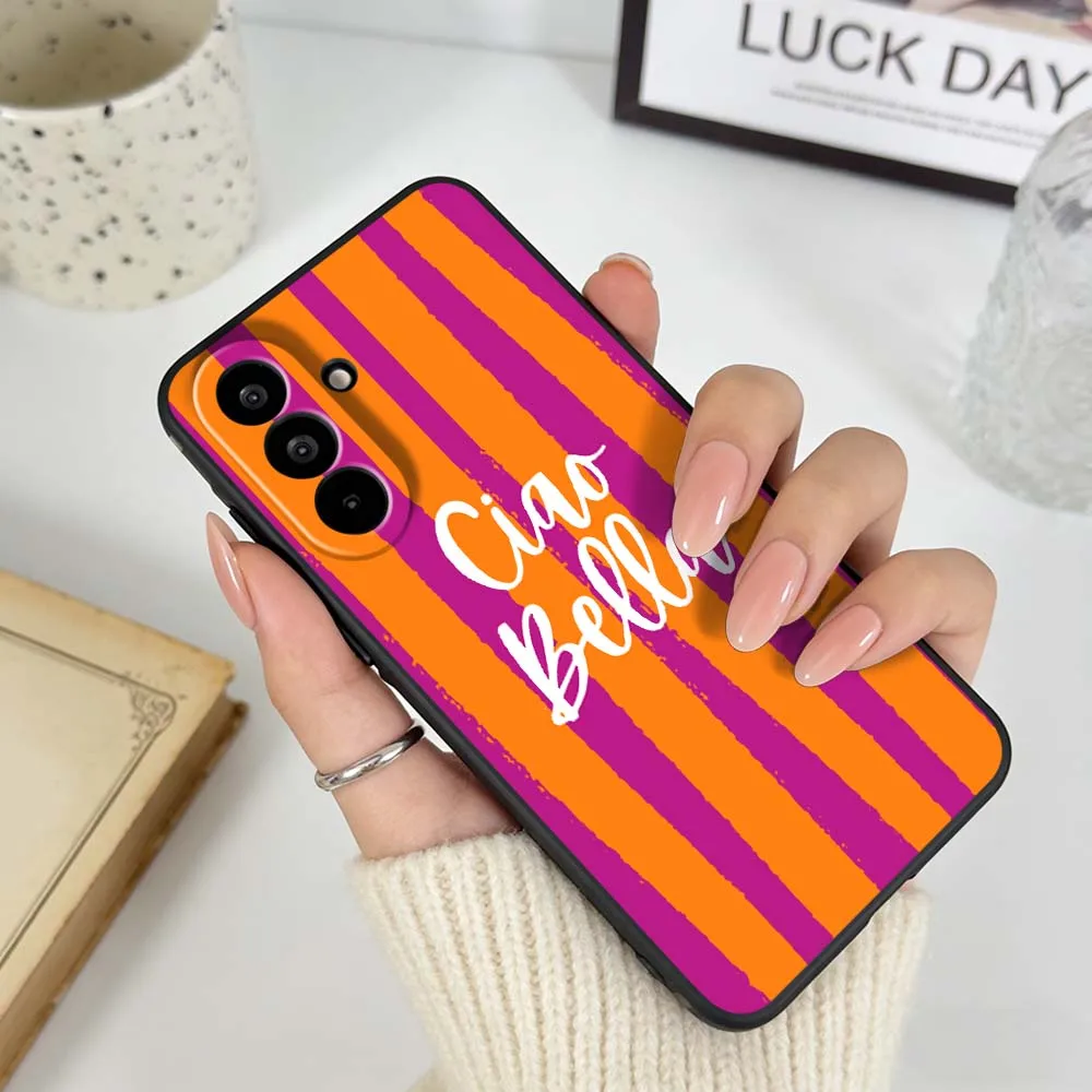 Orange Striped Minimalist Black Phone Case