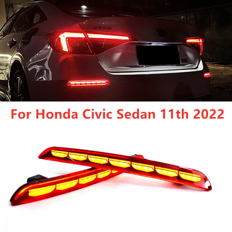 

2PCS LED Rear Bumper Brake Tail Light Turn Signal Indicator Light Fog Warning Lamps For Honda Civic 11Th Gen 2022