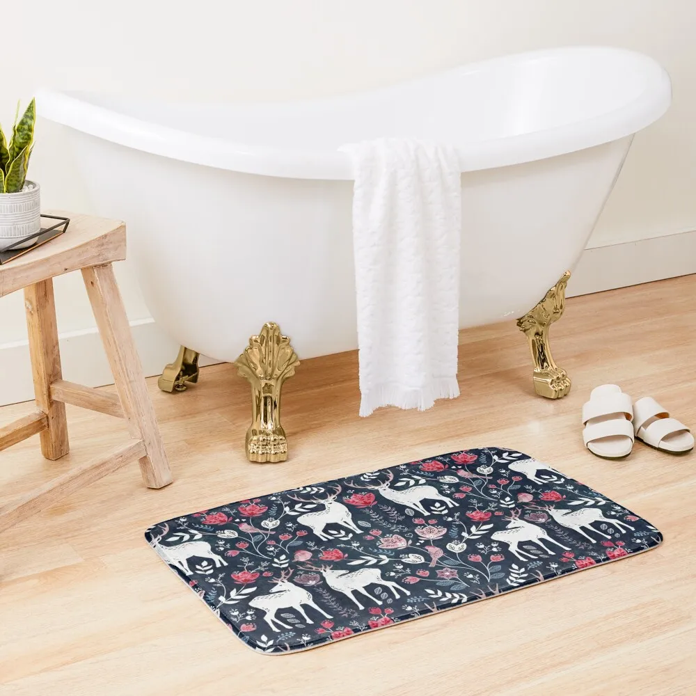 

Scandinavian deer navy blue Bath Mat Rugs Living Room Entrance Doormat Carpets For The Bathroom Toilet Accessories Bathroom Mat