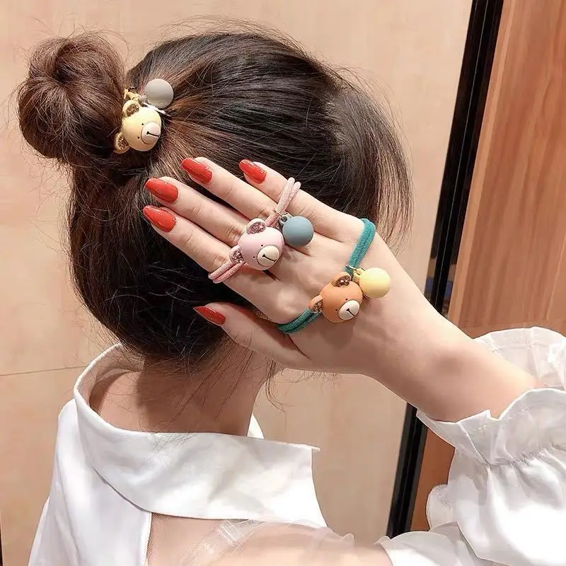 

Cartoon Bear Elastic Hair Ropes Ornament DIY Hair Rubber Bands Tie for Girls Lady Hair Scrunchie Ponytail Holder Accessories