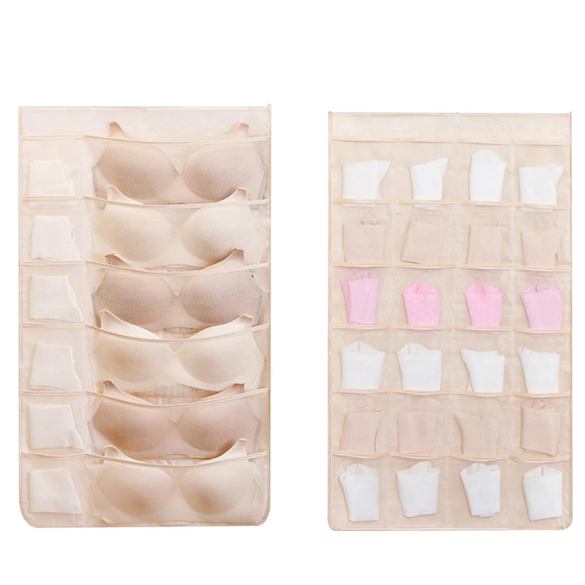 

Hanging Underwear Organizer Double-Sided Wardrobe Hanging Underwear Storage Bags with Mesh Pockets Space Saving Bra Storage