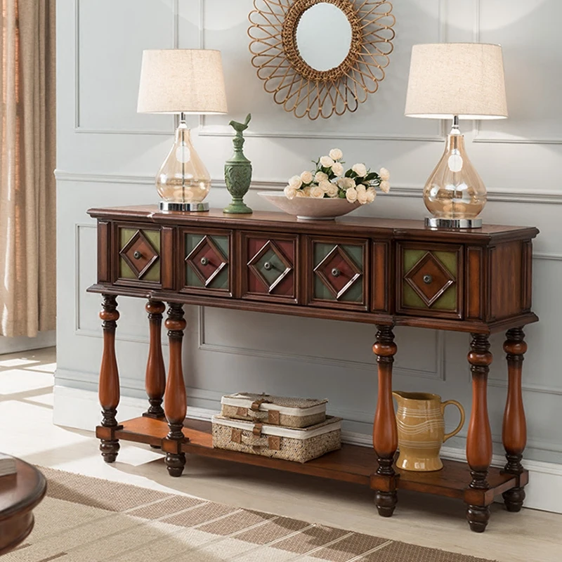 Consolle di lusso vintage Tavoli consolle premium retrò americani della metà del secolo Beauty Maniglia in metallo Mobili da ufficio Soggiorno - immagine 5