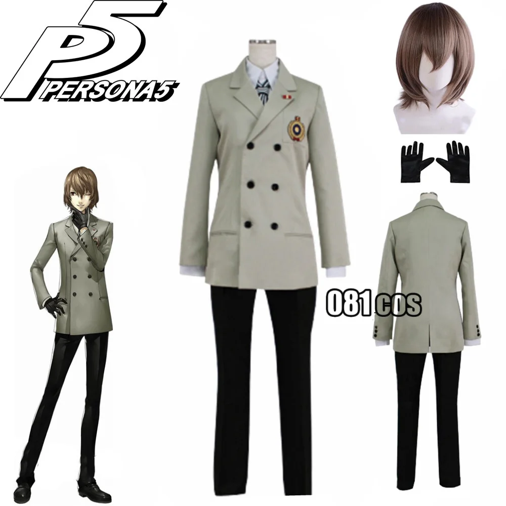 Game Persona 5 P5 Goro Akechi School Uniform Suit Wig Cosplay Costume ...