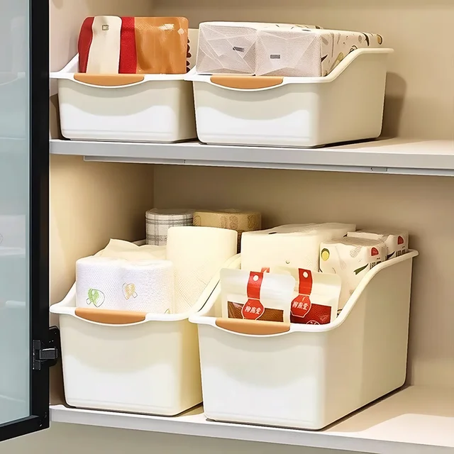 2/3pcs Plastic Under Sink Organizer with Wheels, Bottle Organization Bins Kitchen Cabinet Organizers Plastic Basket for Under 5