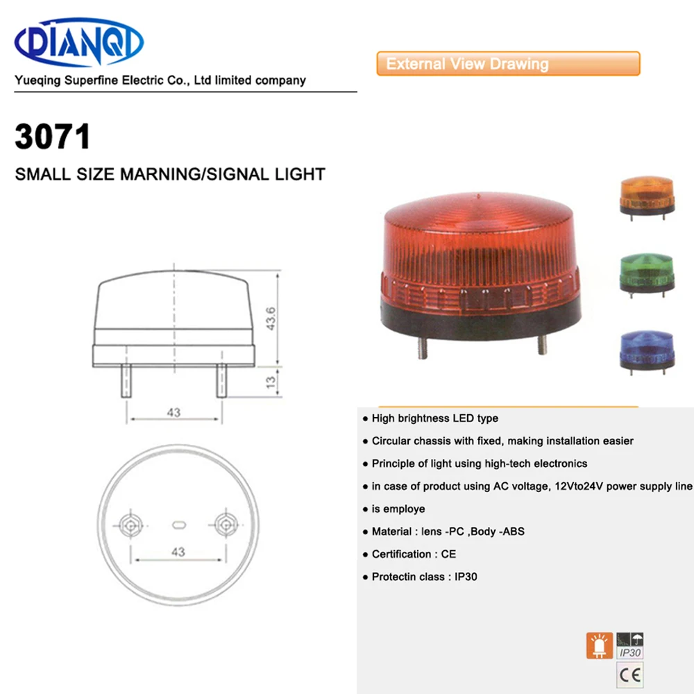 Strobe Signal Warning light LED -3071 12V 24V 220V Indicator light LED Lamp small Flashing Light Security Alarm strobe warning light